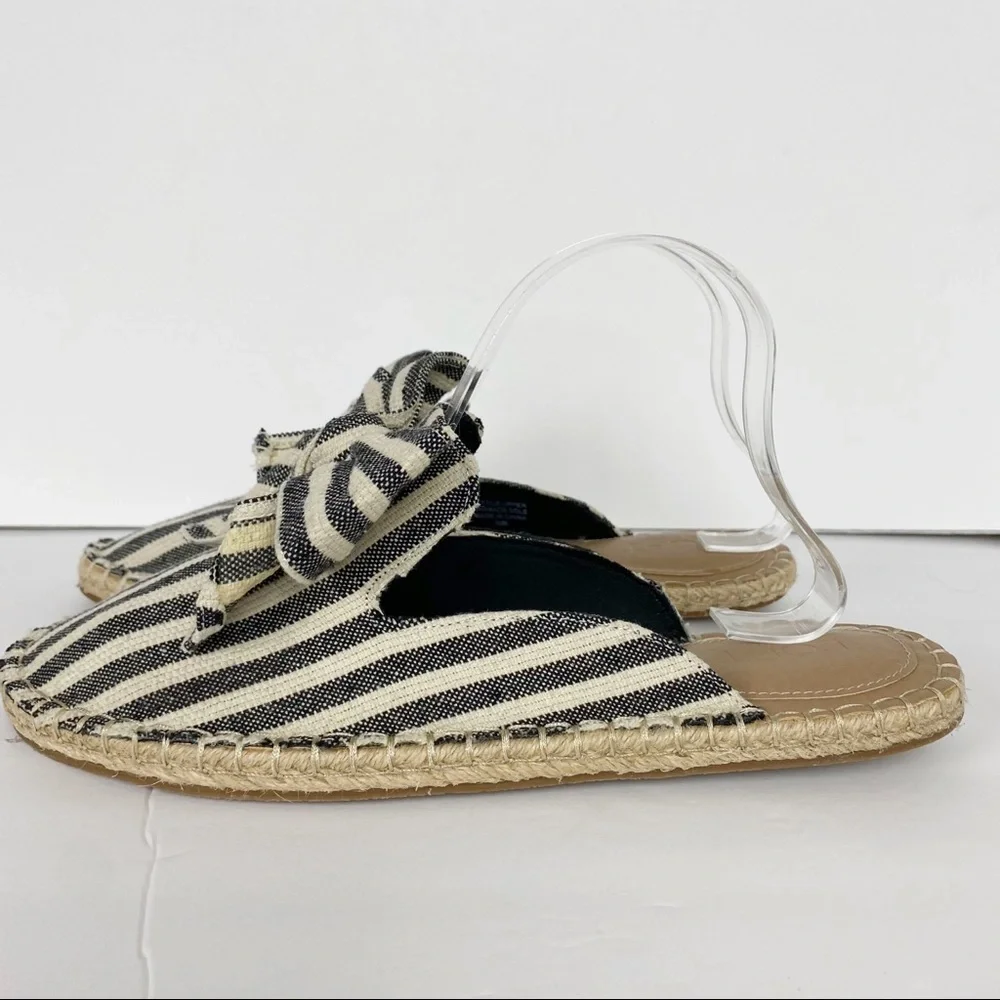 LOFT Canvas Stripe Bow Espadrille Mule Slip-On Shoes Size 10 - Picture 5 of 12